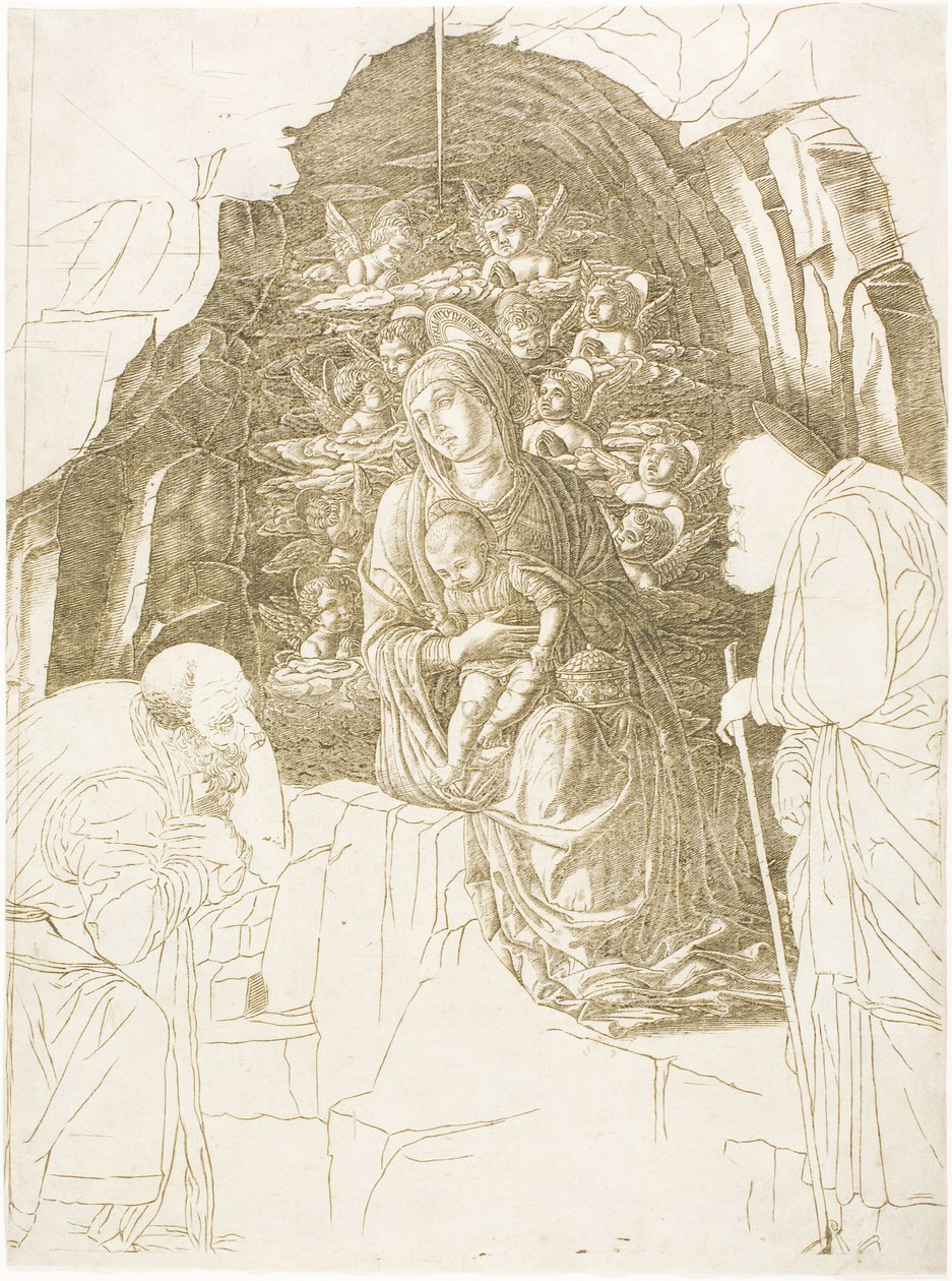 Klanění tří králů (Virgin of the Grotto) od Andrea Mantegna
