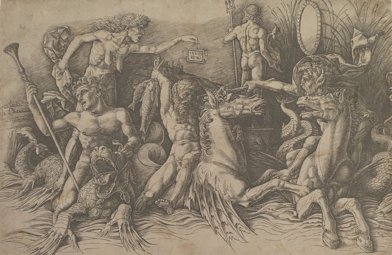 Bitva bohů moře Levá část vlysu, ca. 1485-88. od Andrea Mantegna
