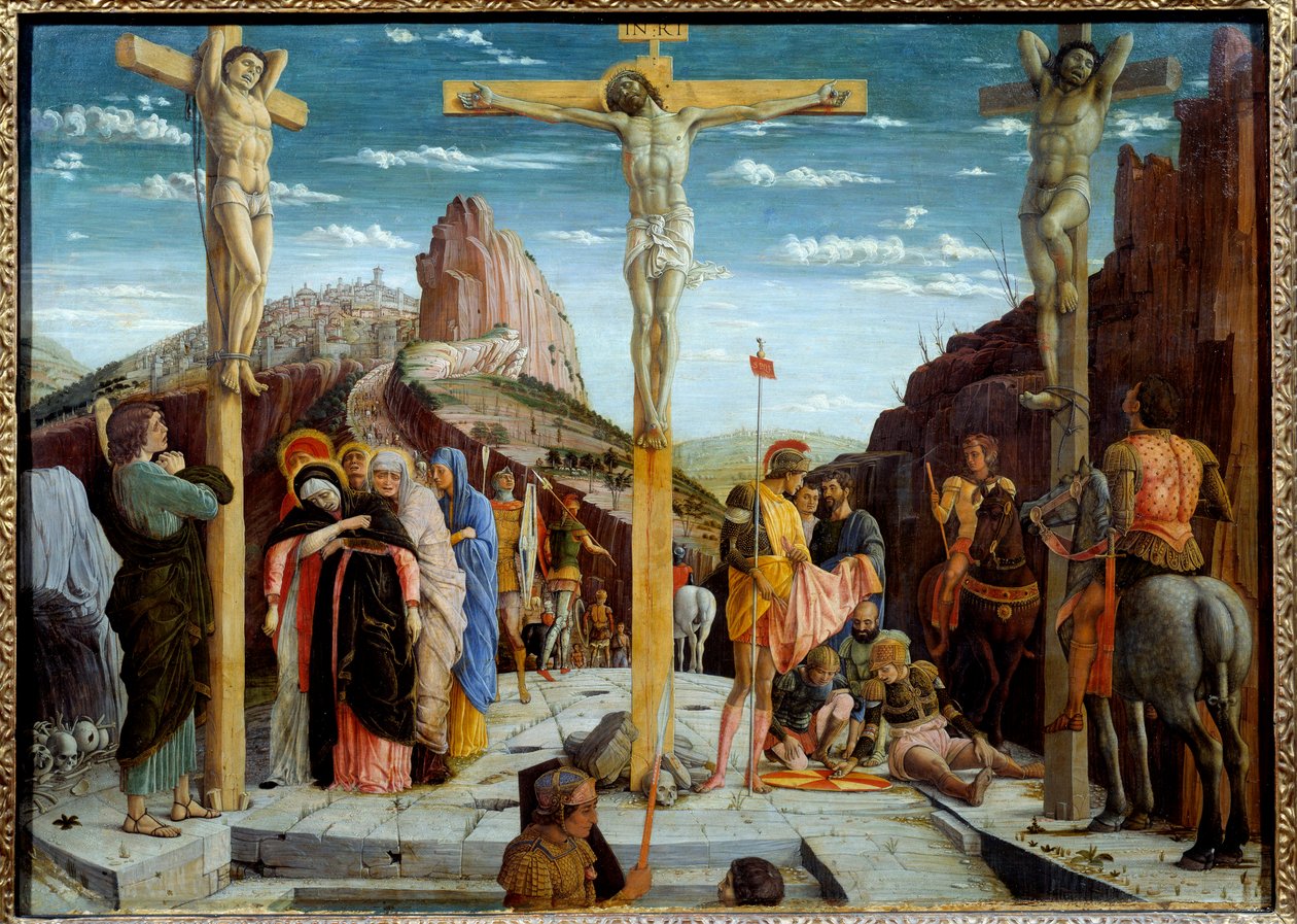 Obraz Kalvárie od Andrea Mantegny (1431-1506) 15. století Sun. 0,76x0,96 m - Kalvárie. Obraz Andrea Mantegna (1431-1506) od Andrea Mantegna