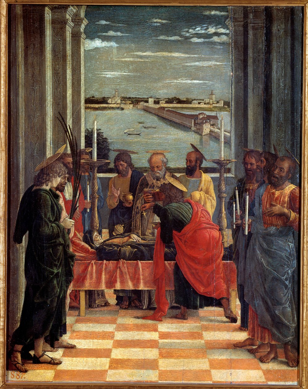 Smrt Panny Marie Obraz Andrea Mantegna (1431-1506) 1461 Ne. 0,54x0,42 m Madrid, Muzeum Prado - Smrt Panny Marie. Obraz Andrea Mantegna (1431-1506) od Andrea Mantegna