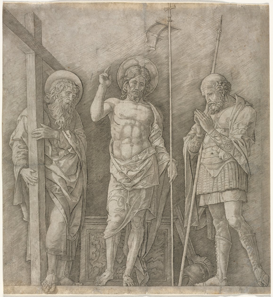 Vzkříšený Kristus mezi svatým Ondřejem a Longinem od Andrea Mantegna