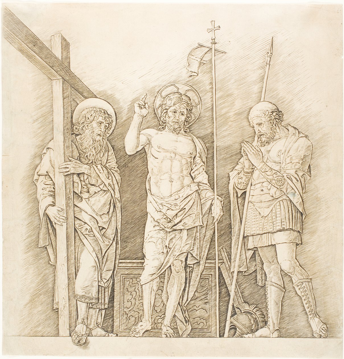 Vzkříšený Kristus mezi svatými Ondřejem a Longinem od Andrea Mantegna