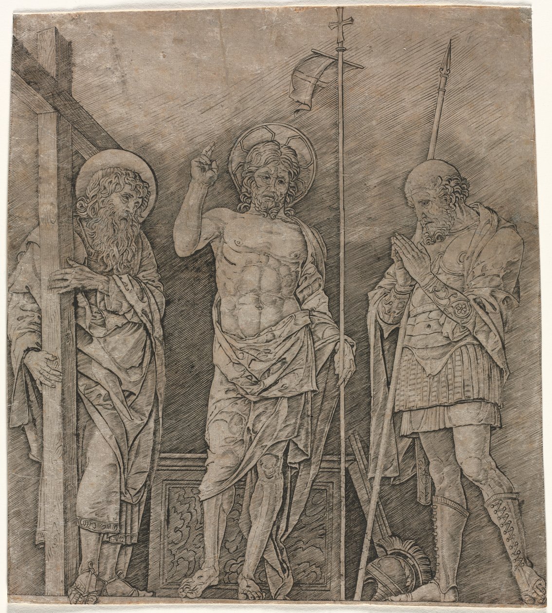 Vzkříšený Kristus mezi svatým Ondřejem a Longinem od Andrea Mantegna