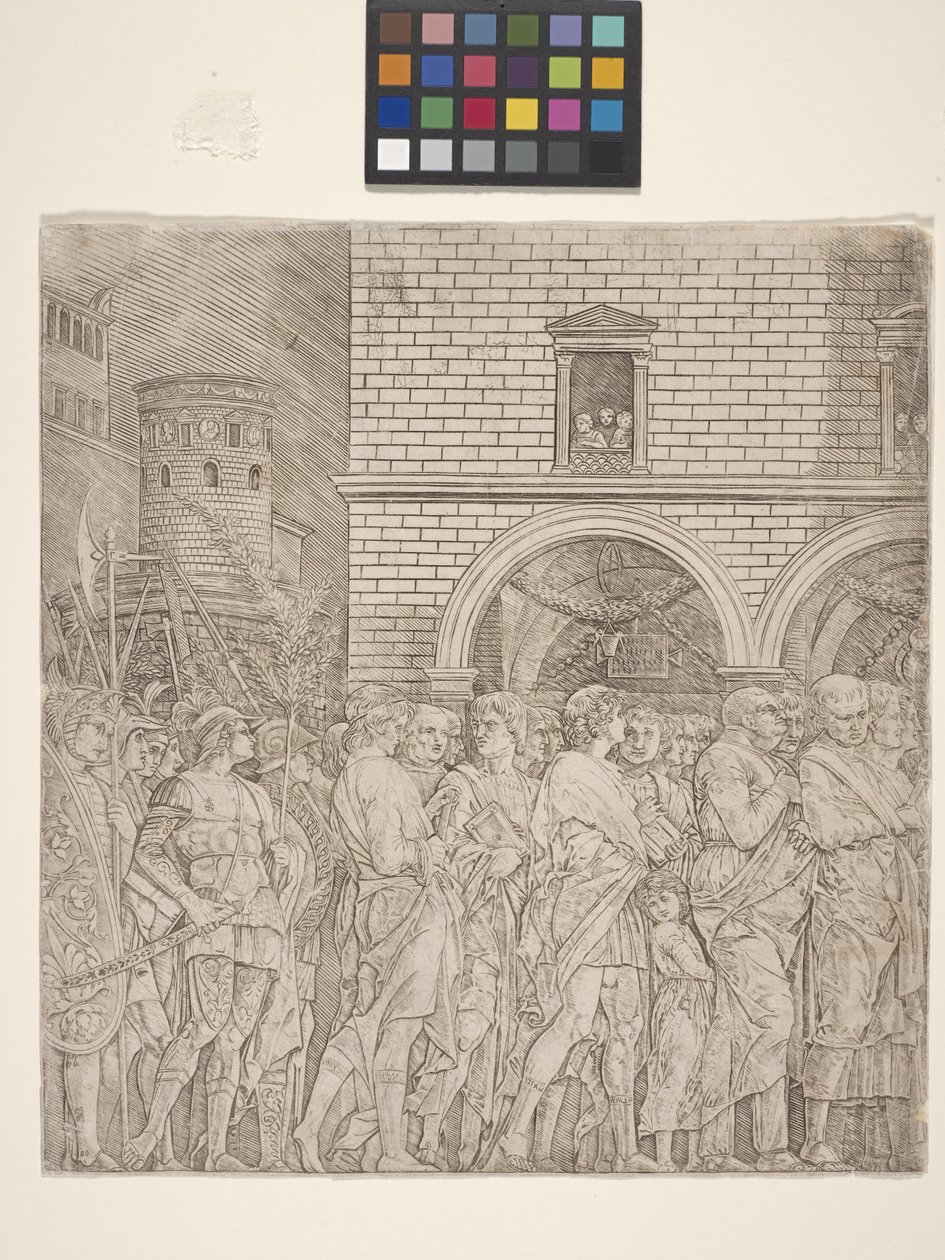Senátoři - Triumf Julia Caesara (rytina na krémově položený papír) od Andrea Mantegna