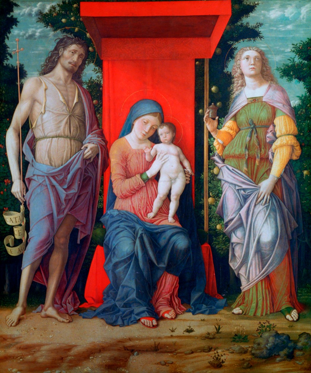 Panna a dítě se svatými, c1490-1505 od Andrea Mantegna