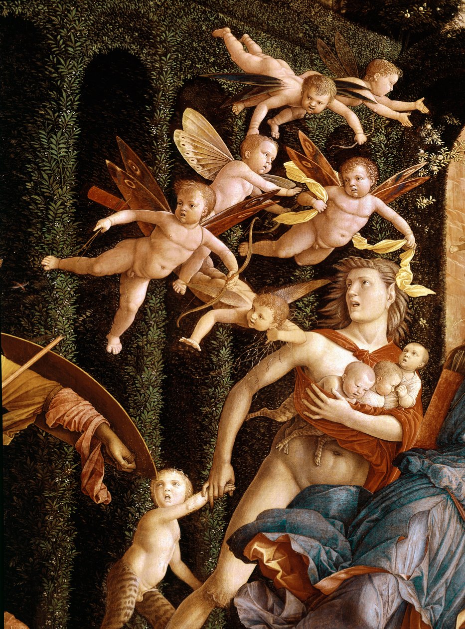 Triumf ctností (Minerva vyhání neřesti ze zahrady ctností), detail (olej na plátně od Andrea Mantegna