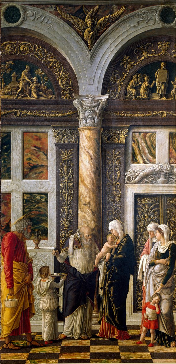 Uffizi polyptik: “” obřízka””” Pravá část. Detrempe na dřevě od Andrea Mantegny (1431-1506) 1464-1470. Ztlumit. 86x42,5 cm Florencie, Galleria degli Uffizi (kanceláře) od Andrea Mantegna