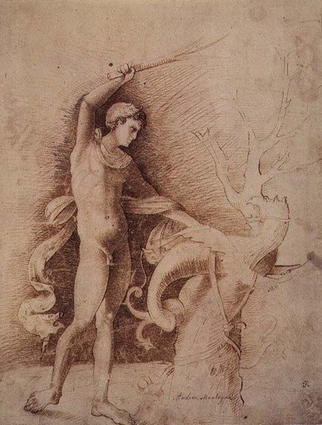 Mladý muž bojuje s drakem od Andrea Mantegna