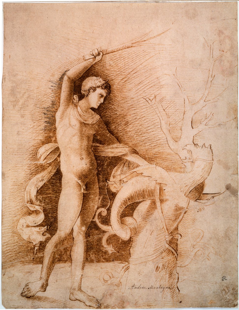 Mladý muž bojující s drakem, konec 15. století od Andrea Mantegna