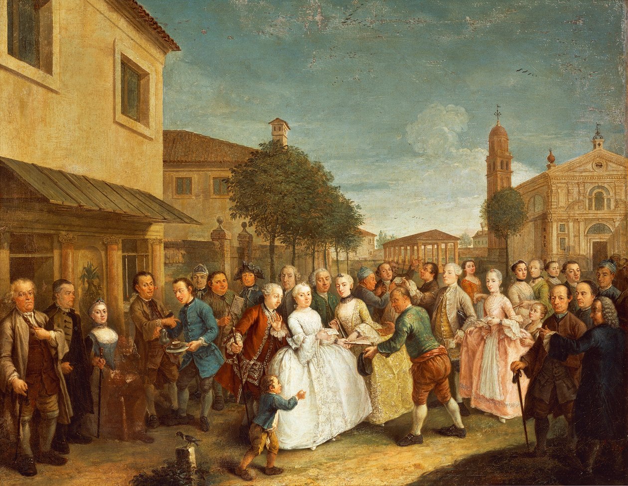 Párty ve vile Widmann, kolem 1750 (olej na plátně) od Andrea Pasto
