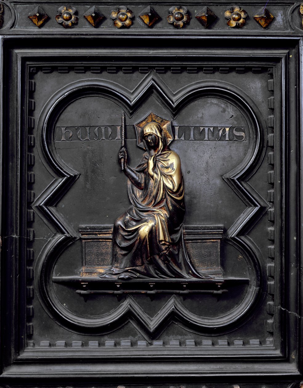 Pokora, panel D jižních dveří baptisteria San Giovanni, 1336 (bronz) od Andrea Pisano