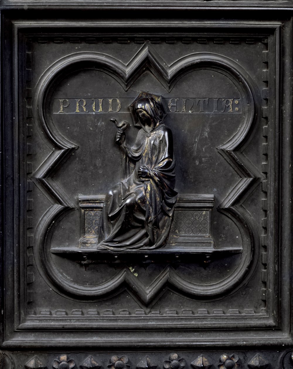 Prudence, panel H jižních dveří baptisteria San Giovanni, 1336 (bronz) od Andrea Pisano