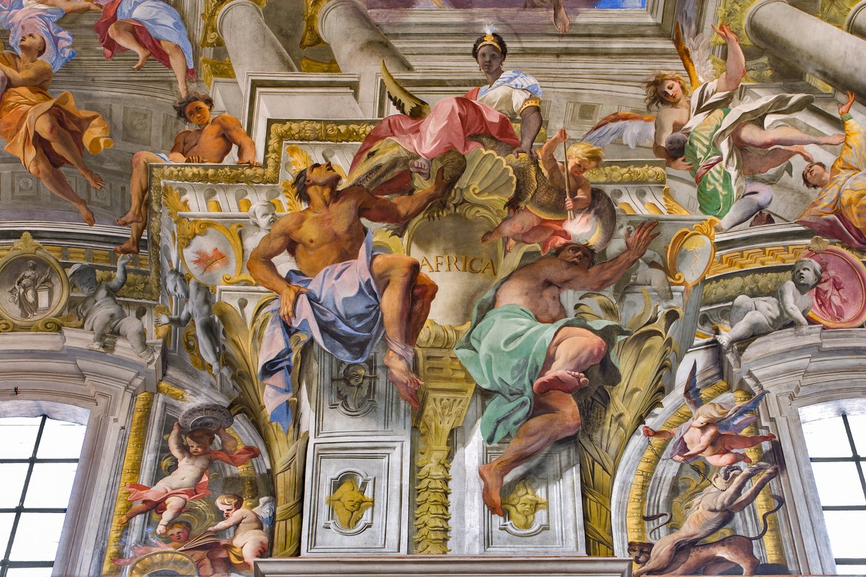 Afrika, detail alegorií kontinentů od Andrea Pozzo