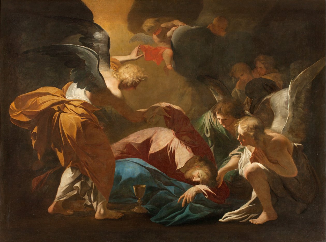 Milán, Kostel San Francesco da Paola, Andrea Pozzo, Andělé podporují Ježíše v Getsemanské zahradě od Andrea Pozzo