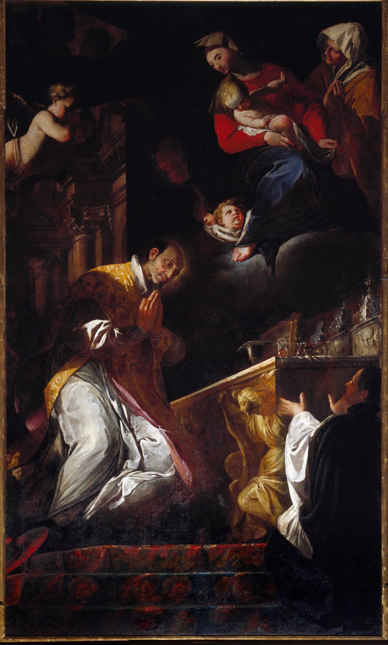 Reprezentace San Francesco Borgia (Saint Francois Borgia) (1510-1572) Jezuita a španělský svatý Obraz Andrea Pozzo (1642-1709) Genes, Kostel Santi Andrea e Ambrogio od Andrea Pozzo