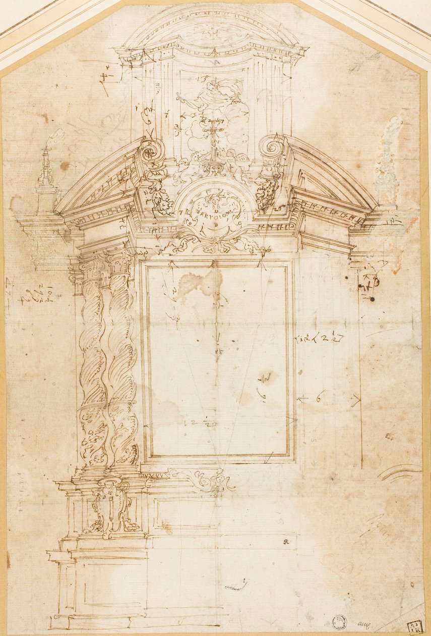 Náčrt oltáře svatého Bartoloměje od Andrea Pozzo