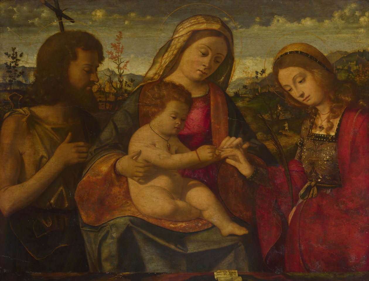 Panna a dítě se svatými Janem Křtitelem a Kateřinou, 1504 od Andrea Previtali