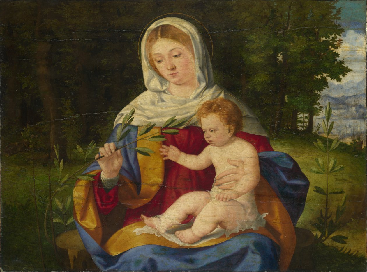 Panna a dítě s olivovým výhonkem, asi 1515 od Andrea Previtali
