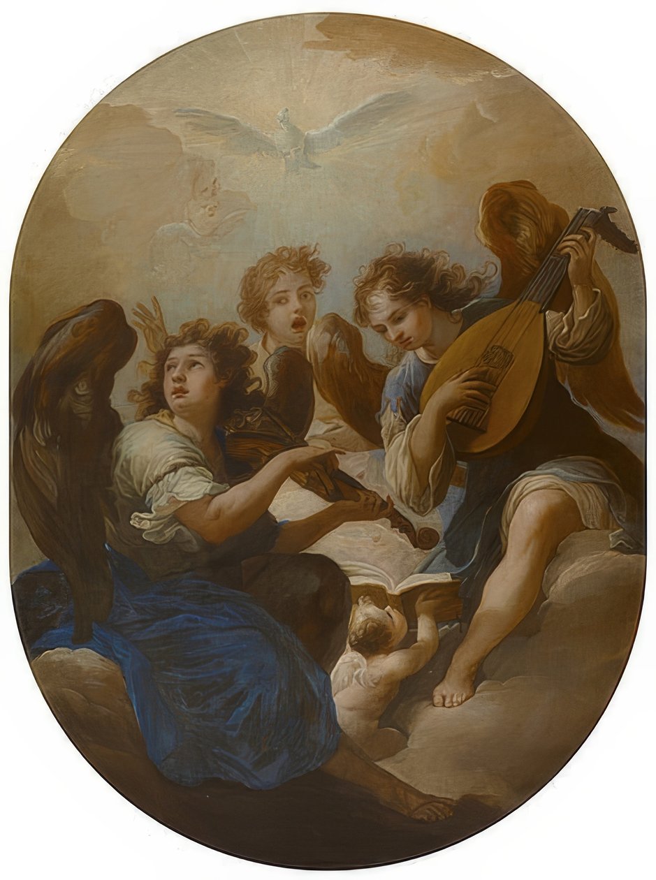 Tři andělé hrající hudbu. Před rokem 1720 od Andrea Procaccini