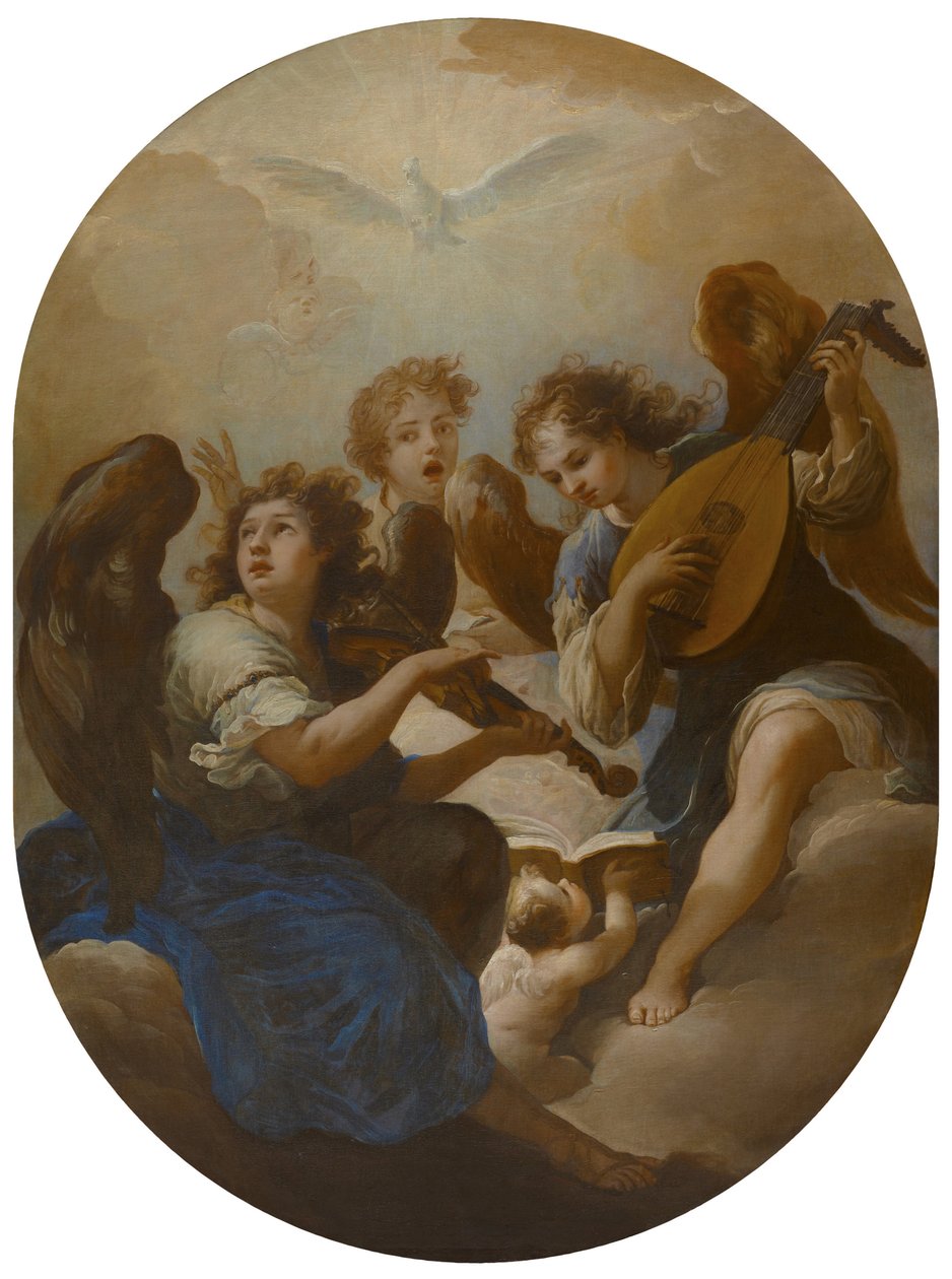 Tři andělé tvořící hudbu, před rokem 1720 od Andrea Procaccini
