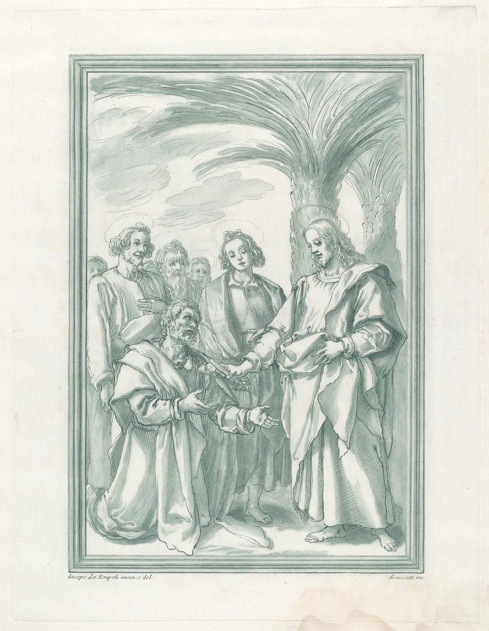 Kristus předává klíče svatému Petrovi od Andrea Scacciati after Jacopo Chimenti