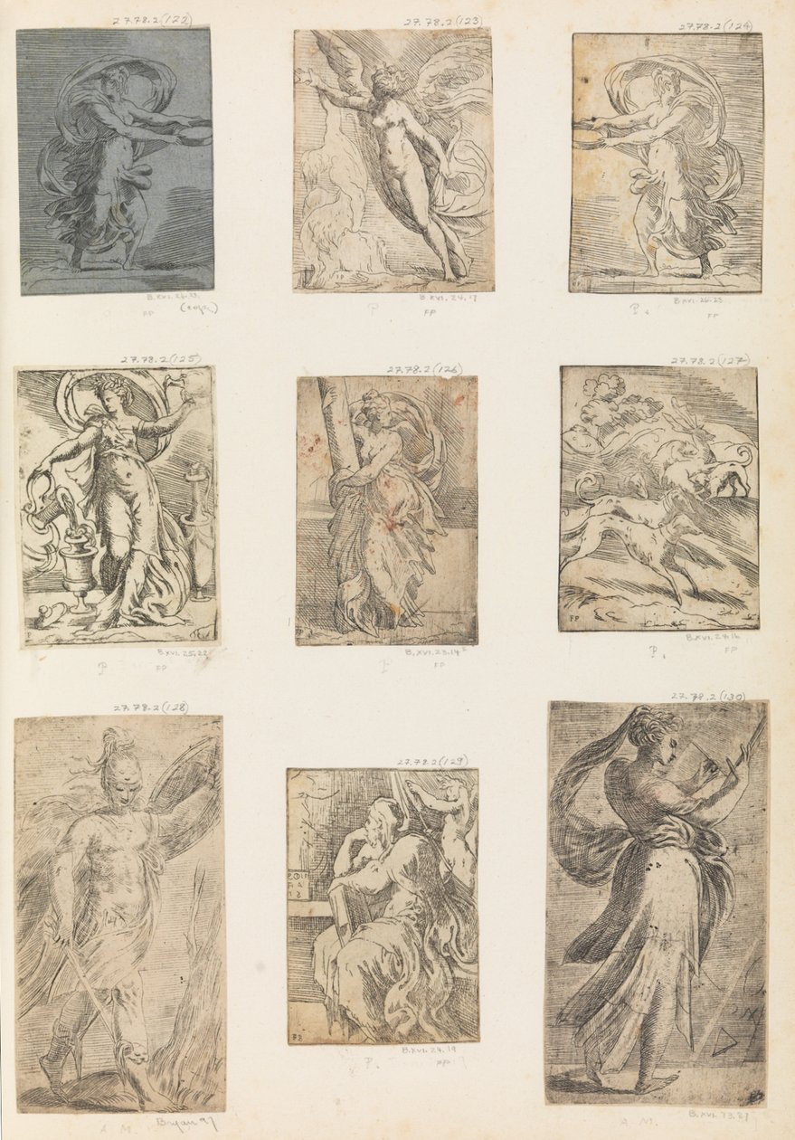 Mars a další mytologické postavy, ca. 1536-38. od Andrea Schiavone