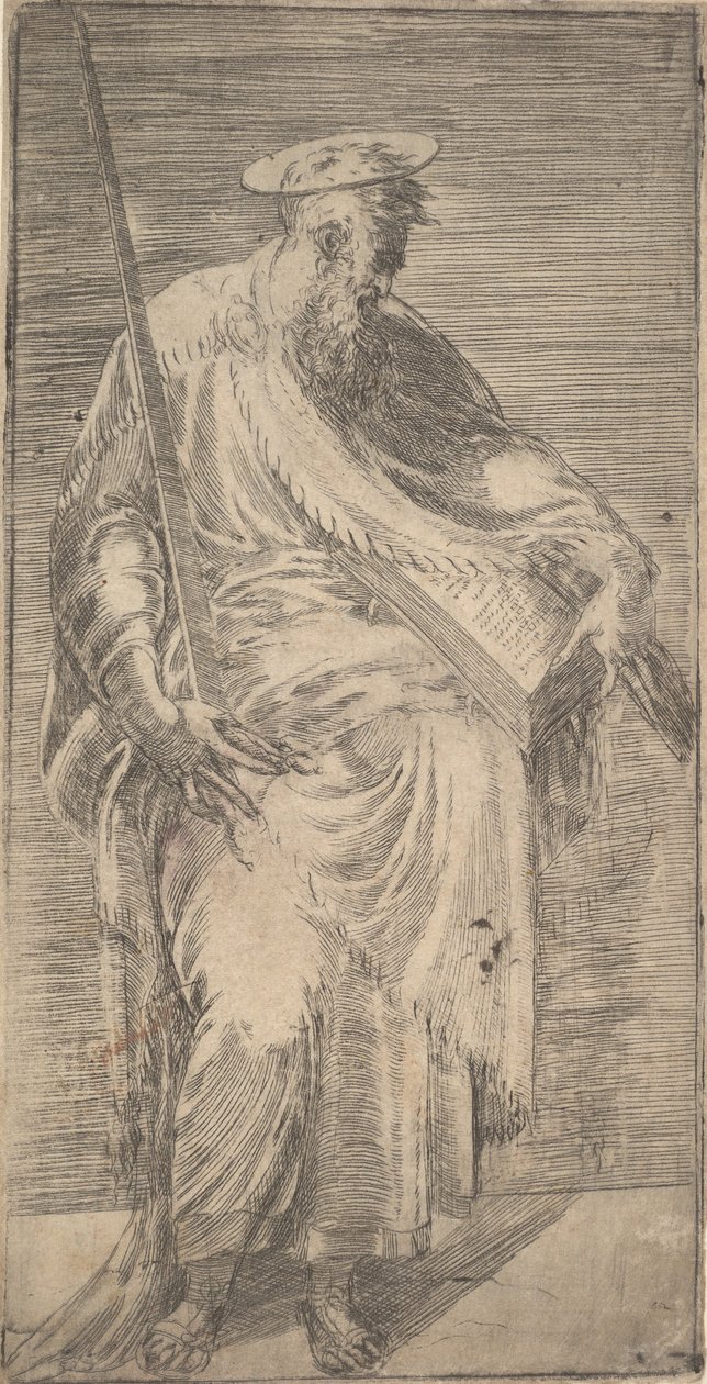 Svatý Pavel držící meč a knihu, od Krista a apoštolů, 1540-63. od Andrea Schiavone