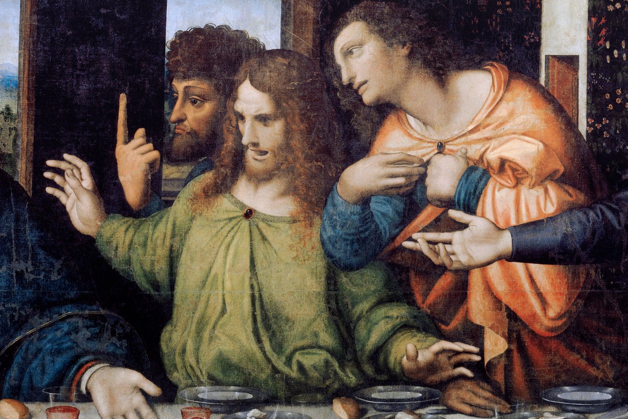 Opatství (Tongerlo Abbey). Malba. Poslední večeře. 1506-1507. Detail (malba) od Andrea Solario