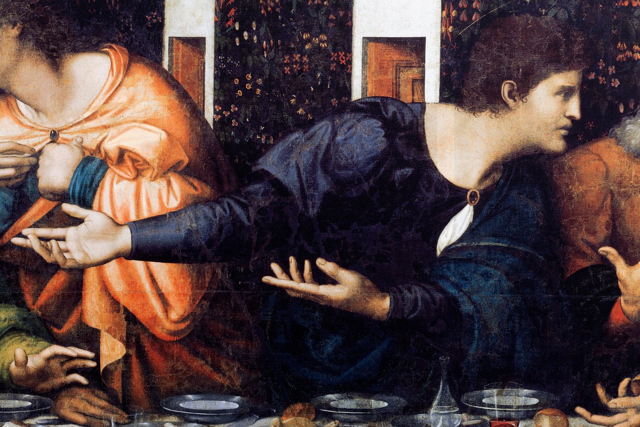 Opatství (Tongerlo Abbey). Malba. Poslední večeře. 1506-1507. Detail (malba) od Andrea Solario