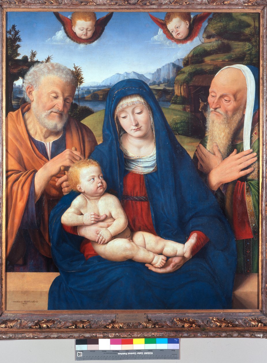Madona s dítětem se svatým Josefem a svatým Simeonem od Andrea Solario