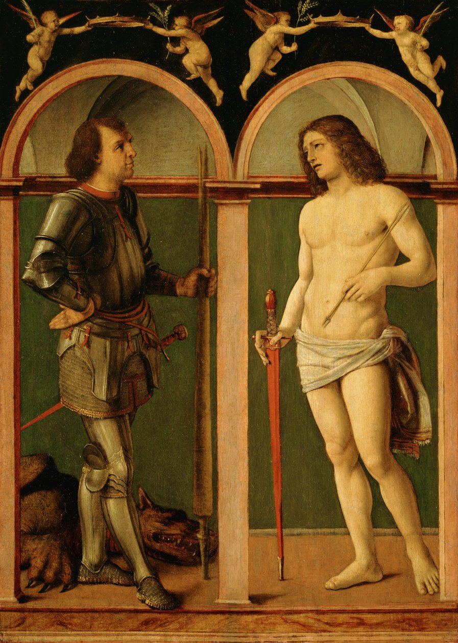 Svatý Jiří a Svatý Šebestián (olej na dřevěné desce) od Andrea Solario
