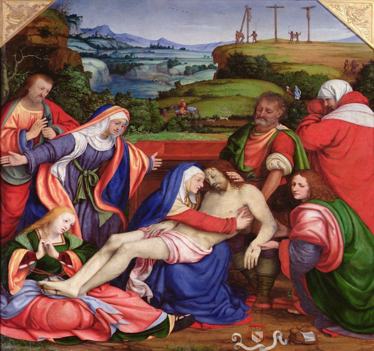 Oplakávání Krista, kolem 1504-07 (olej na panelu) od Andrea Solario
