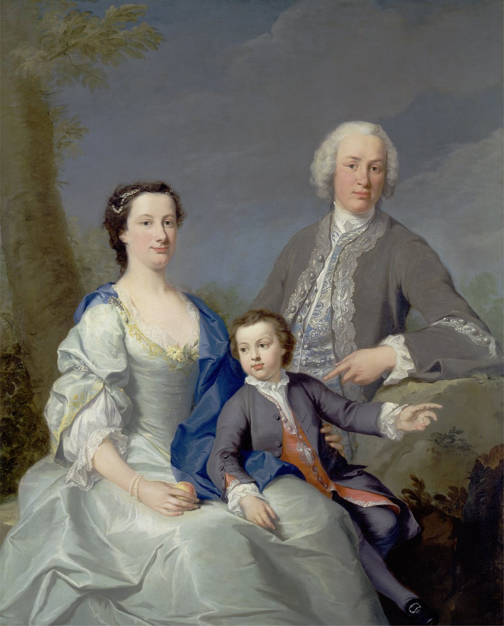 Sir Robert a Lady Smyth se svým synem Herveym, kolem 1738-39 (olej na plátně) od Andrea Soldi