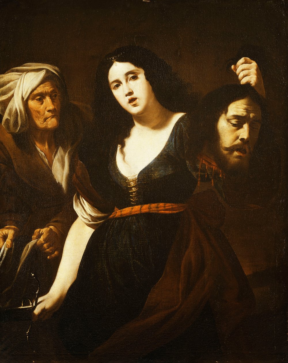 Judith držící hlavu Holoferna v doprovodu služebné, kolem 1625-30 od Andrea Vaccaro