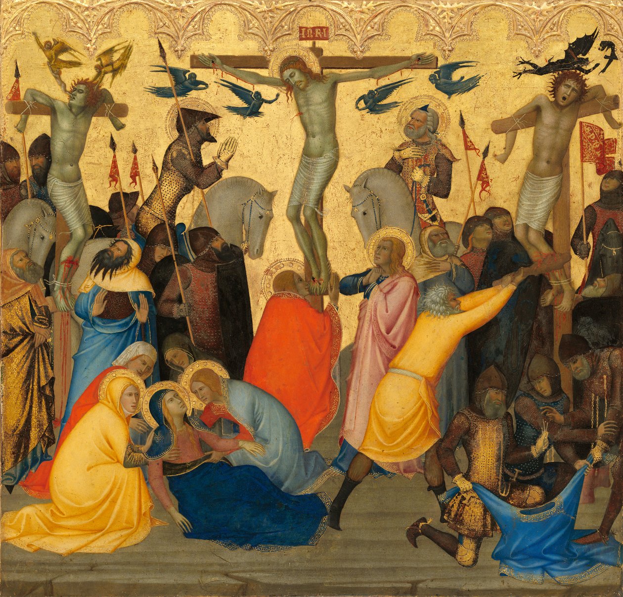 Ukřižování, asi 1380 (vaječná tempera a plátkové zlato na dřevěné desce) od Andrea Vanni