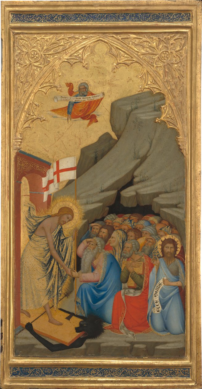 The Descent into Limbo, cca 1380 (vaječná tempera a plátkové zlato na dřevěné desce) od Andrea Vanni