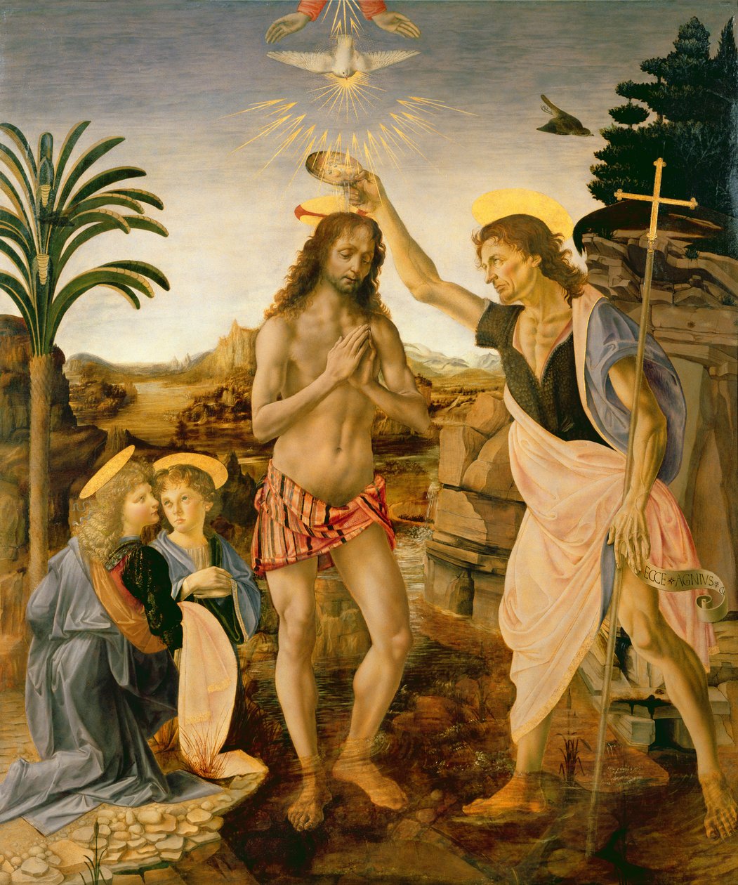 Křest Krista od Jana Křtitele, kolem roku 1475 od Andrea and Vinci Verrocchio