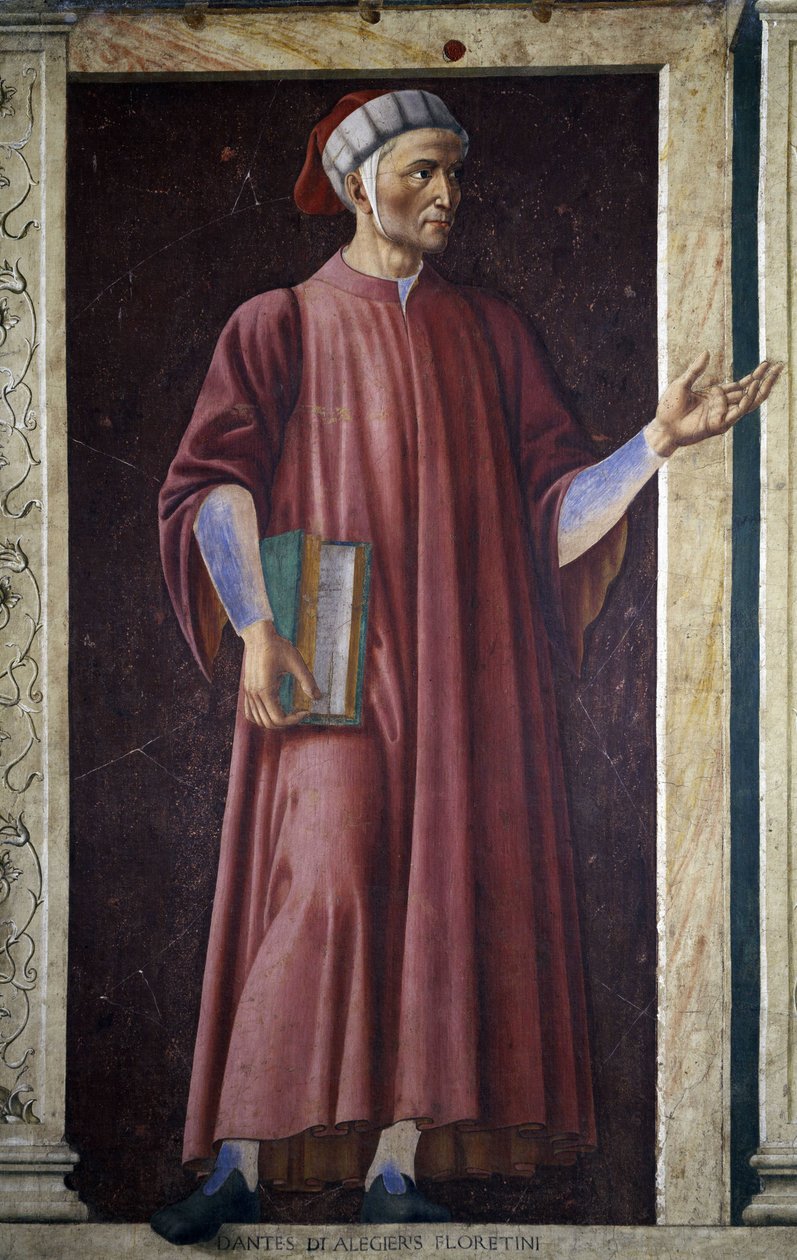 Dante Alighieri ze série slavných mužů a žen Villa Carducci, kolem 1450 (freska položená na plátně) od Andrea del Castagno