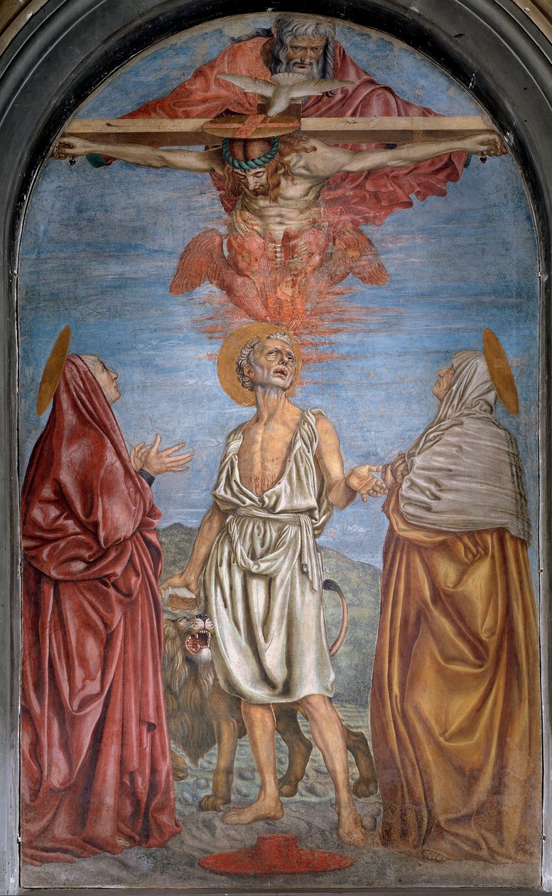 Nejsvětější Trojice s Bohem, Ježíšem Kristem a Duchem svatým (Duch svatý) Freska od Andrea del Castagno (asi 1421-1457) Rozměr 296x180 cm Basilica della Santissima Annunziata, Florencie od Andrea del Castagno