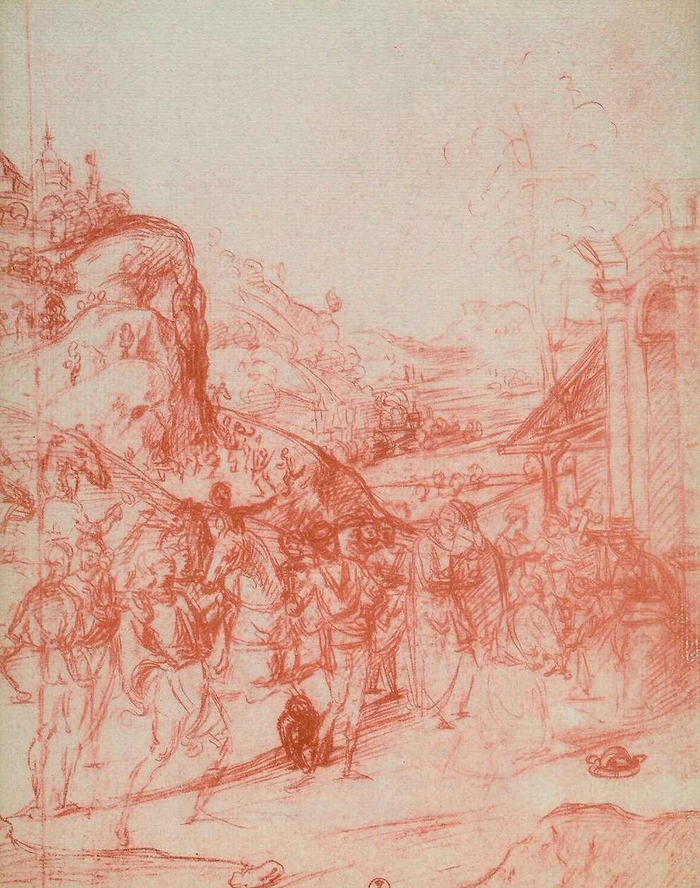 Klanění tří králů, kresba Andrea del Sarto. Gabinetto dei Disegni e delle Stampe, Galerie Uffizi, Florencie od Andrea del Sarto