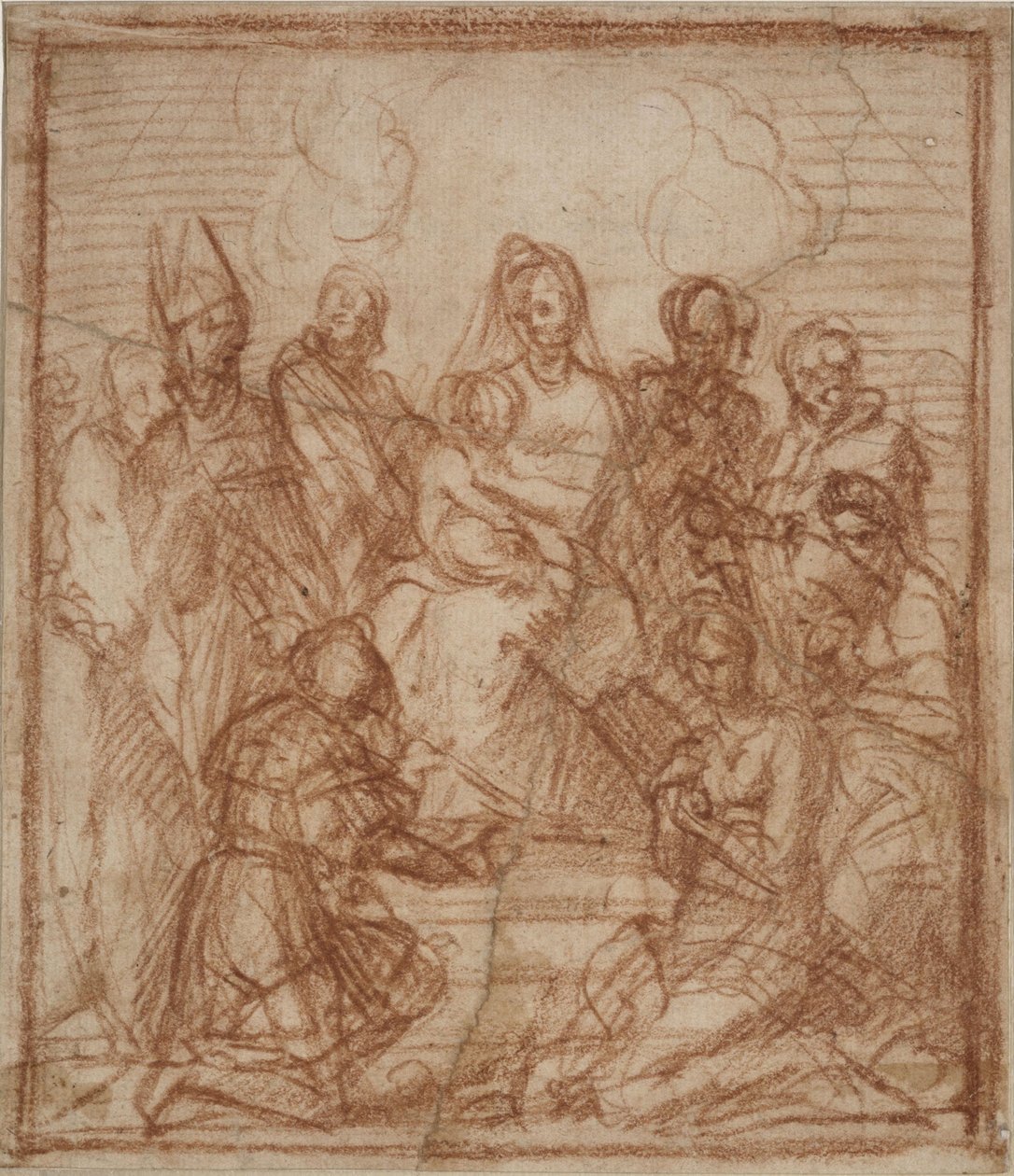 Intronizovaná Madona s dítětem a osmi svatými Studie kompozice, 1528 od Andrea del Sarto
