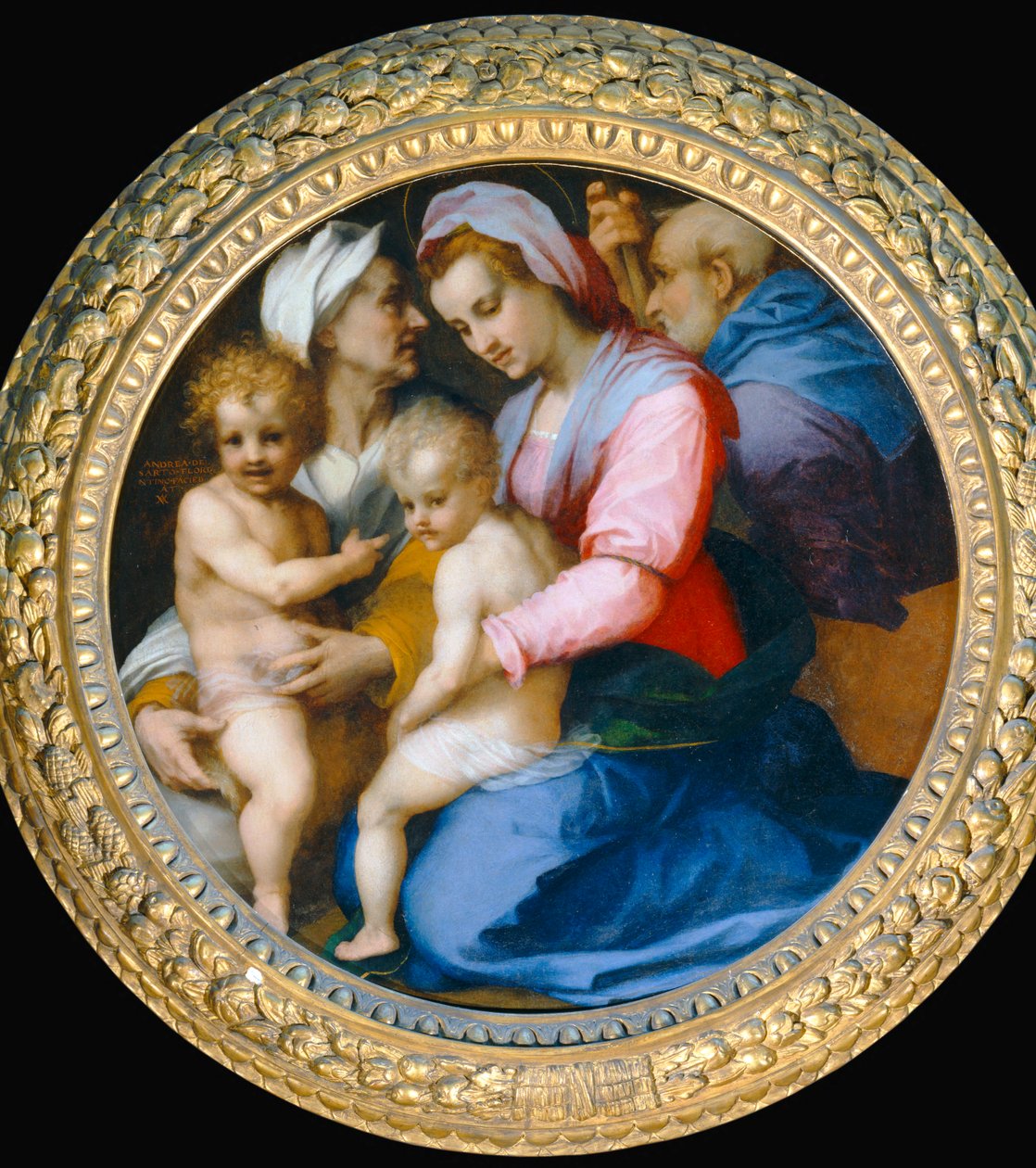 Panna Maria, Ježíšek, svatá Alžběta, svatý Zachariáš a malý svatý Jan Křtitel... od Andrea del Sarto