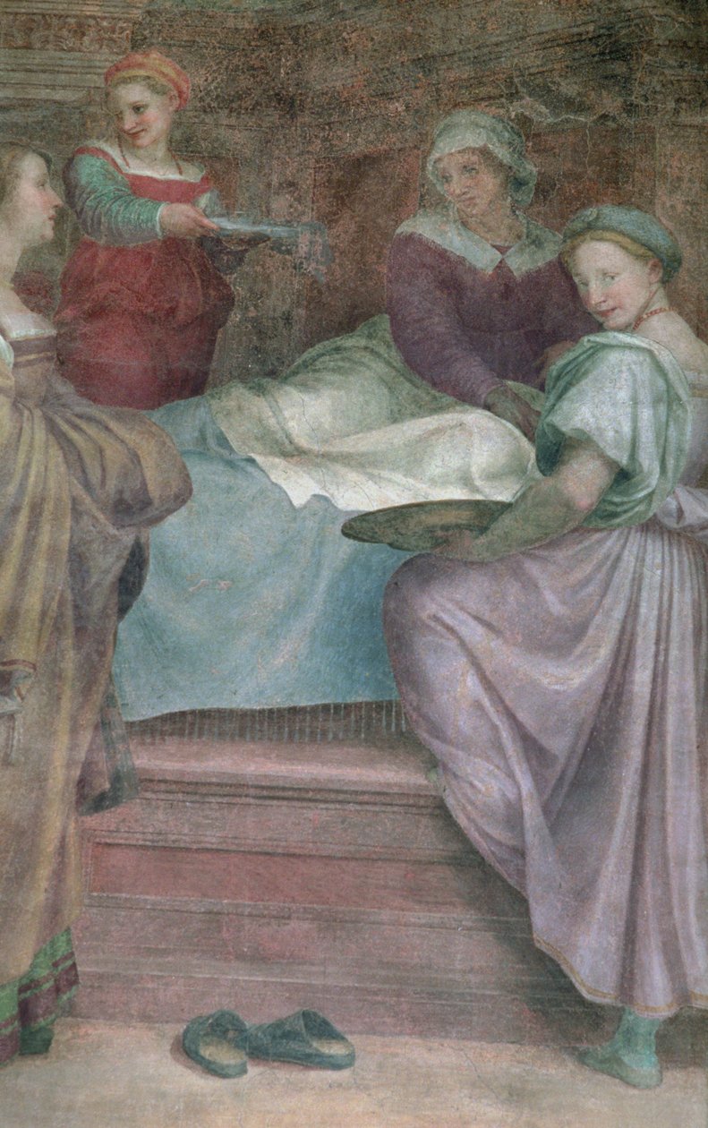 Dámy v očekávání, detail z Narození Panny Marie od Andrea del Sarto