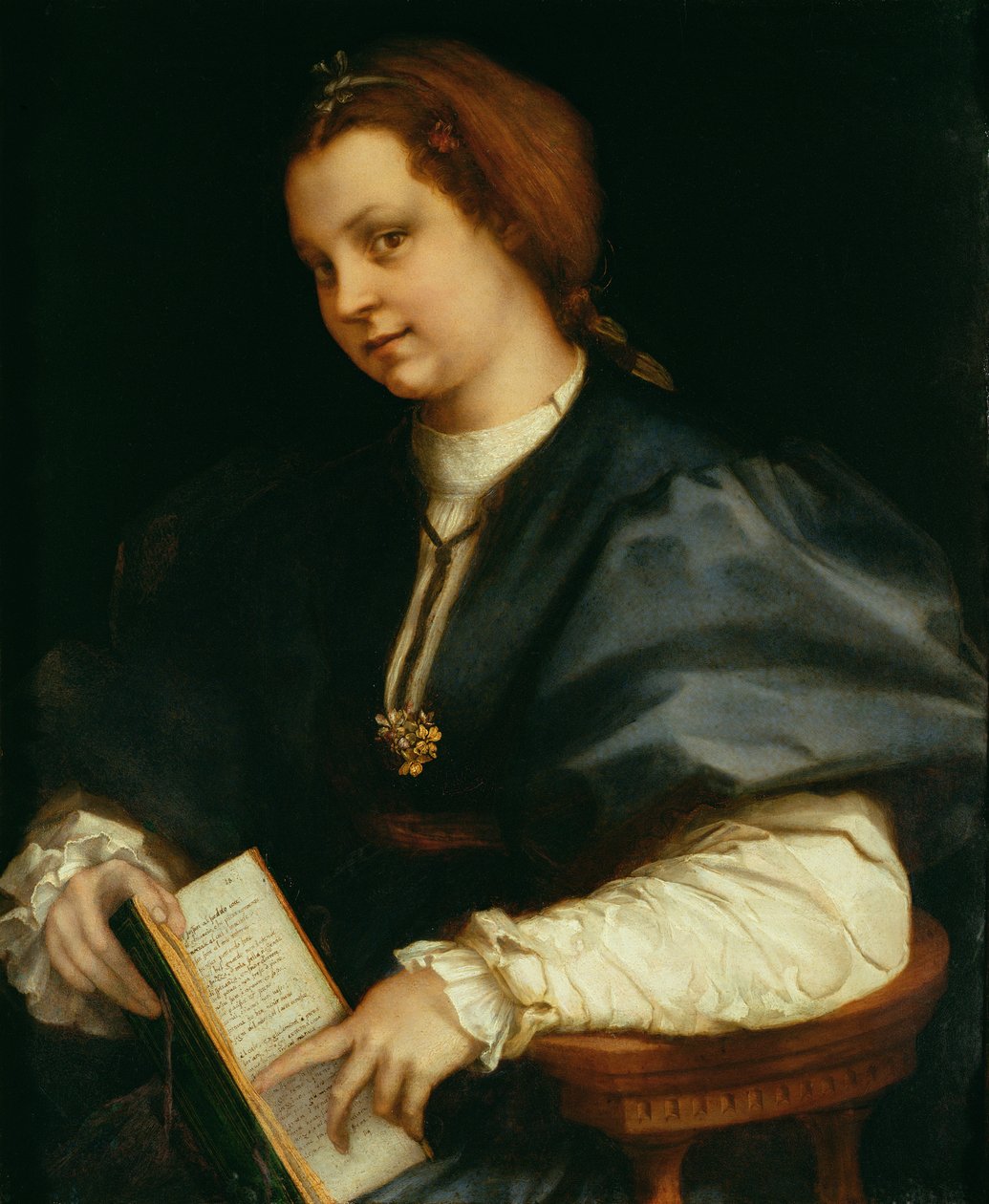 Dáma s knihou veršů od Petrarky, kolem roku 1514 od Andrea del Sarto