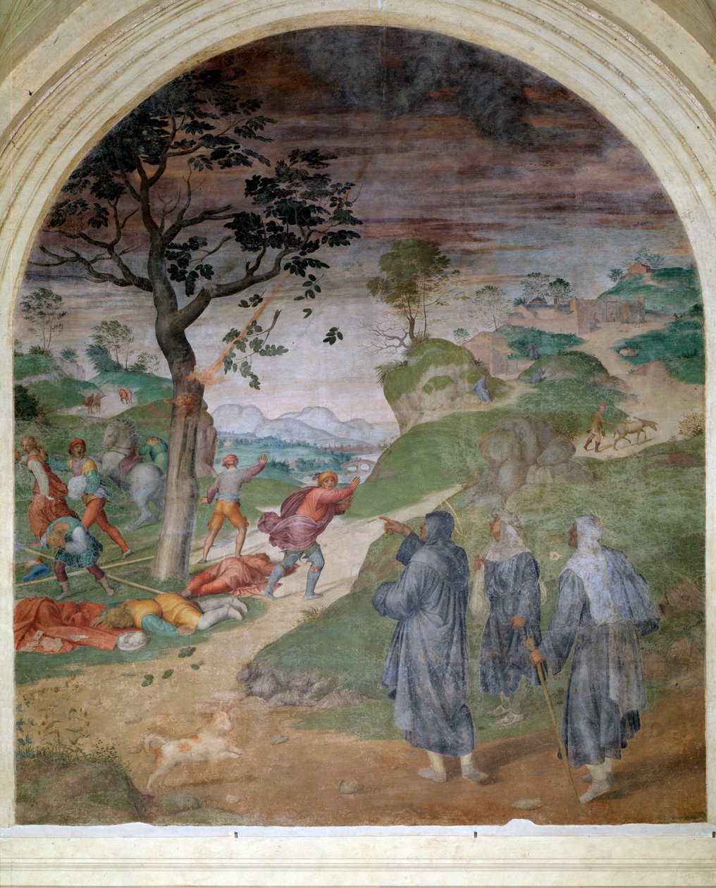 Život svatého Filipa Beniziho: trest hříšníků (Fresco od Andrea del Sarto
