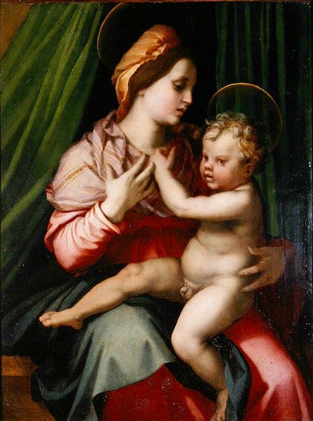 Madonna a dítě (olej na panelu) od Andrea del Sarto
