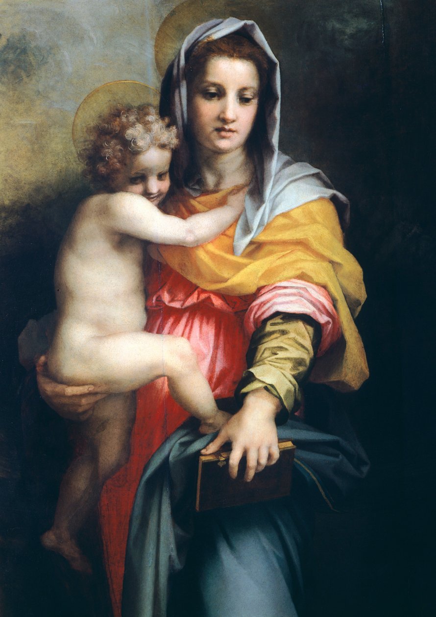Madonna s dítětem, detail z Madony z Harpyjí, 1517, Andrea del Sarto (1486-1530), olej na dřevě, 207x178 cm od Andrea del Sarto