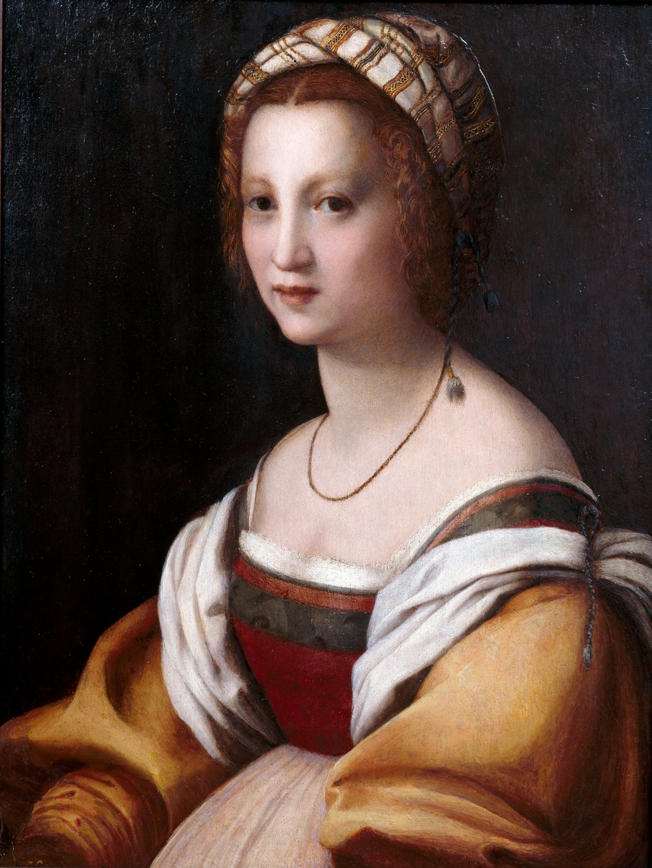 ""Portrét ženy"" (Portrét ženy) Obraz Andrea del Sarto (1486-1531) cca 1514 Rozměr 73x56 cm Museo del Prado, Madrid od Andrea del Sarto