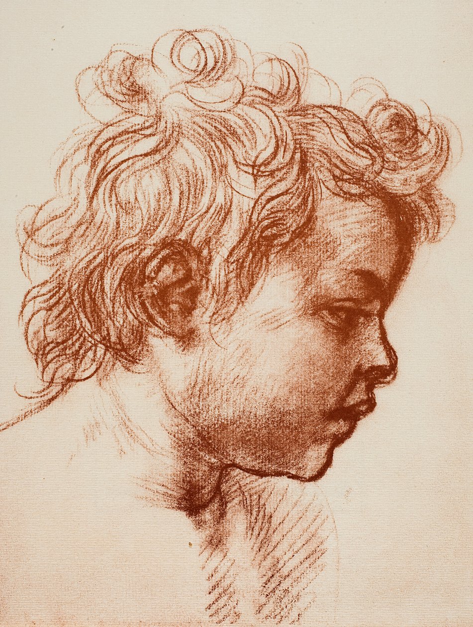 Studie pro hlavu sv. Jana (dítěte) Svaté Rodiny, Galerie Palatina, Pitti; kresba Andrea del Sarto, Oddělení kreseb a tisků, Galerie Uffizi, Florencie od Andrea del Sarto