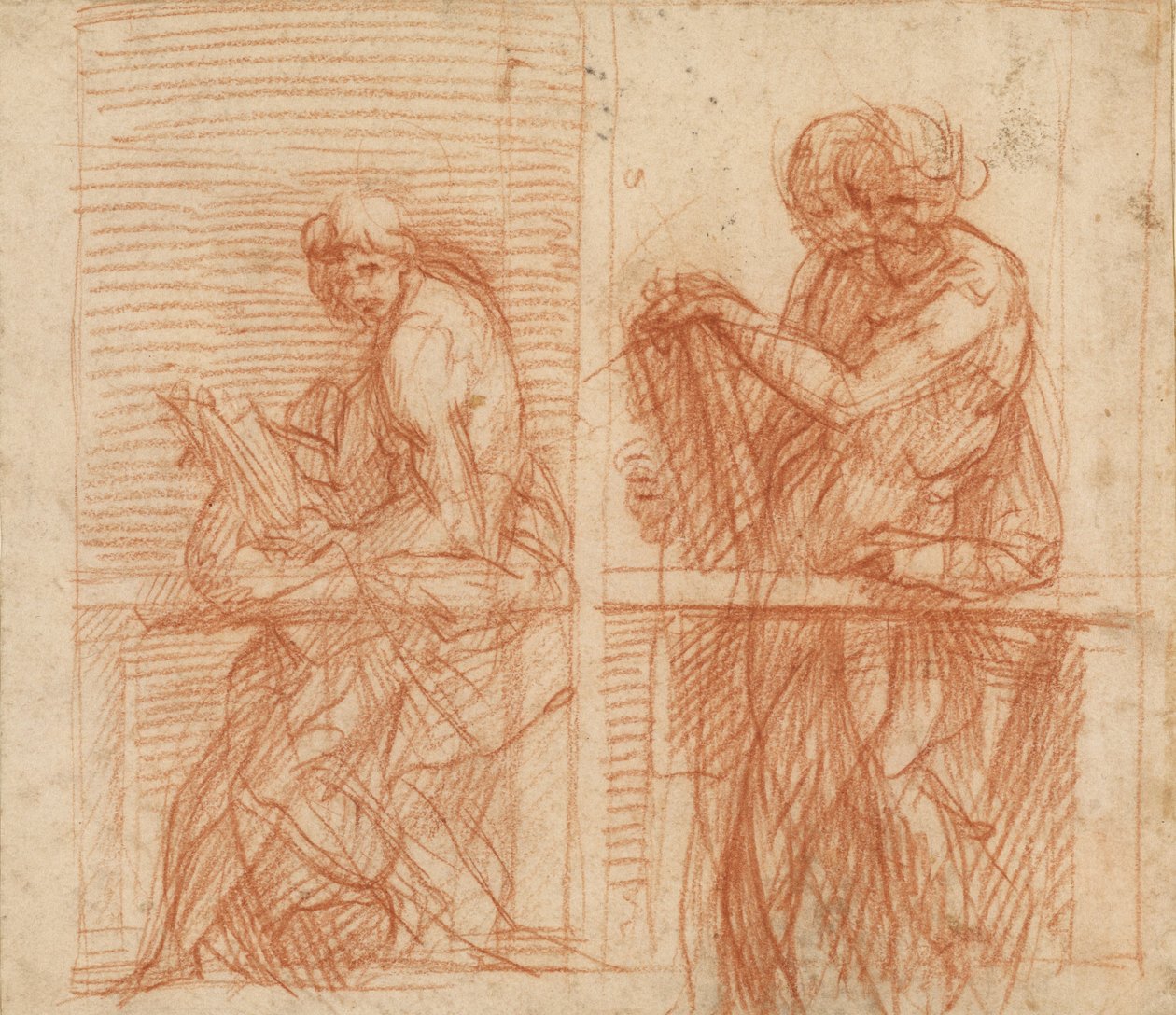 Studie postav za balustrádou (líc); Studie postav za balustrádou (rub) od Andrea del Sarto
